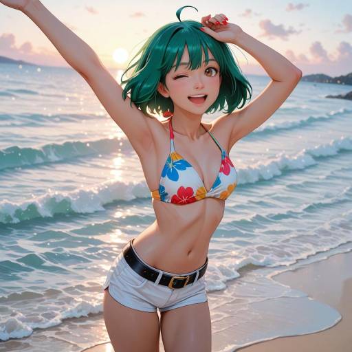 Ranka Lee in a Playful Swimsuit Pose