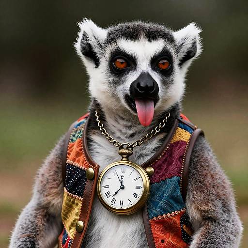 Ring-tailed Lemur with Pocket Watch and Waistcoat