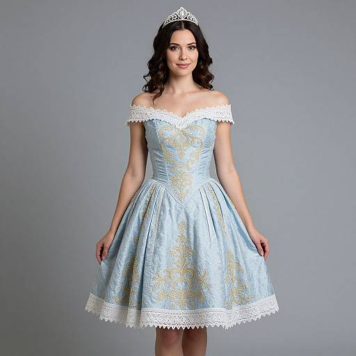 Elegant Woman in Embroidered Dress