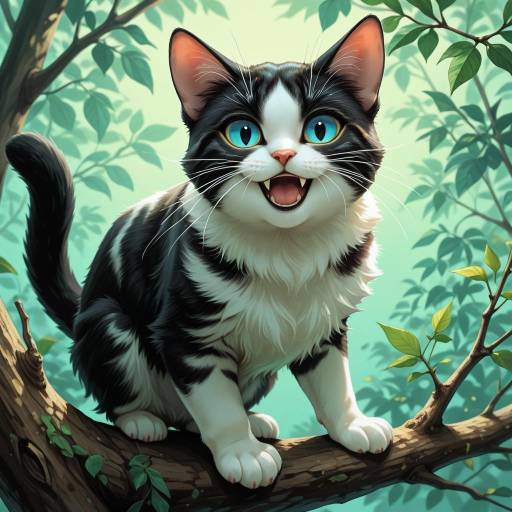 Charming Cat on a Tree Branch Charming Cat on a Tree Branch