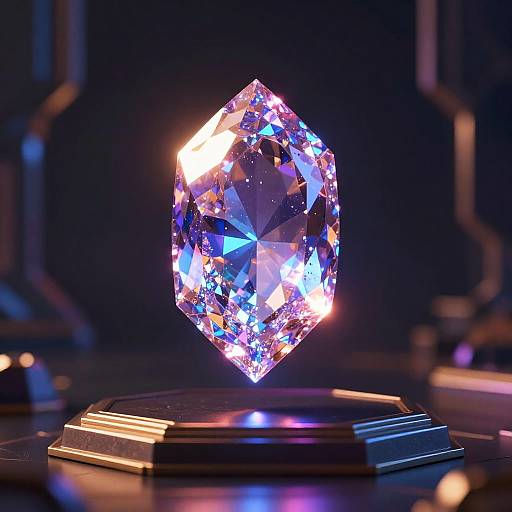 Glowing Neon Gem on Dark Pedestal