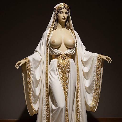 Hyperdetailed Lifelike Mannequin in Opulent Robe