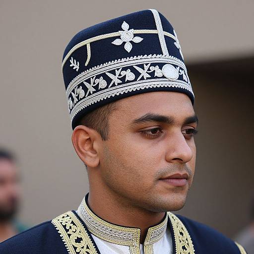 Close-Up of Man in Shiklah Headdress