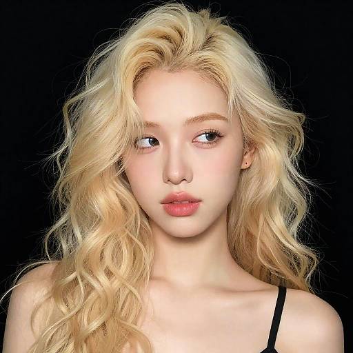 Platinum Blonde Portrait on Black Background