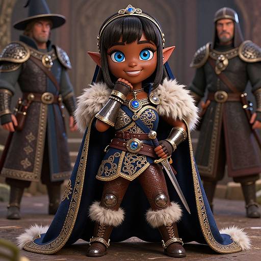 Dark-Skinned Elf Adventurer Portrait