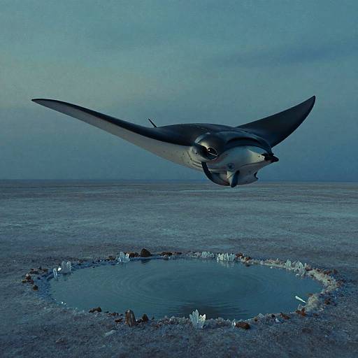 Clockwork Manta Ray Over Salt Flats