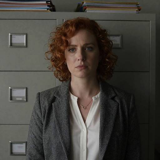 Serious Woman in Gray Blazer Portrait