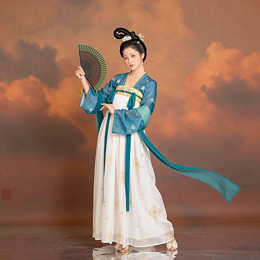 Elegant East Asian Woman in Traditional Dress