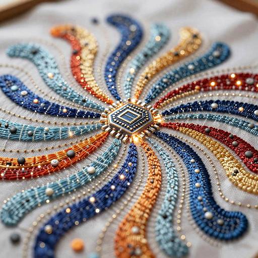 Futuristic AI Embroidery Art