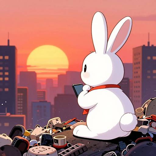 Retro Anime Easter Bunny Hero