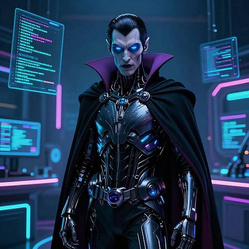 Cybernetic Vampire in Neon Lab