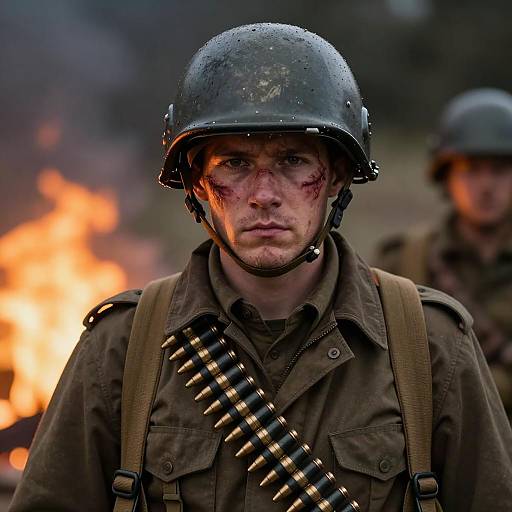 Serious Soldier Portrait in Warm Light