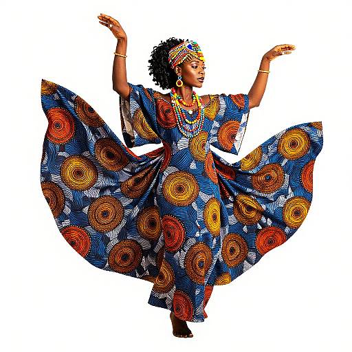 Vibrant Yoruba Dancer Block Print
