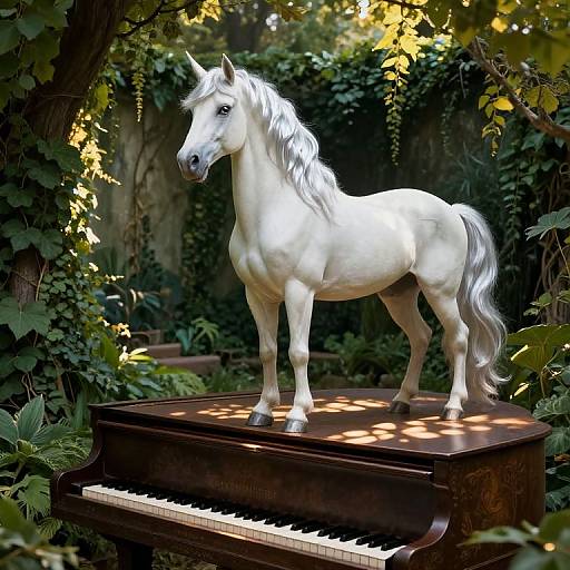 Surreal Unicorn on Ornate Piano