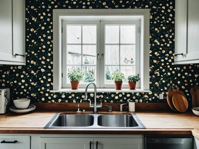Charming Floral Wallpaper for Kitchens
