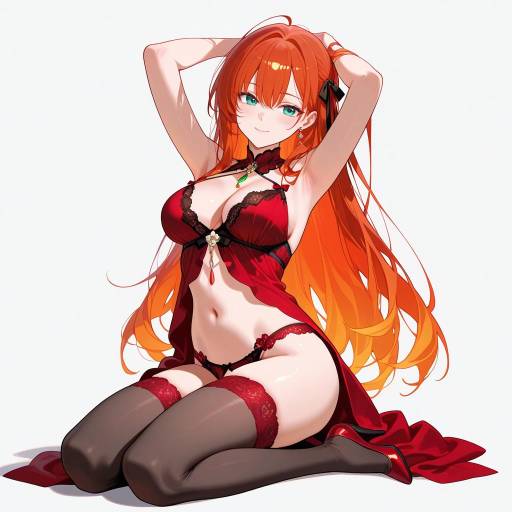 Elegant Redhead in Lingerie Pose Elegant Redhead in Lingerie Pose