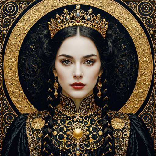 Gothic Princess Portrait with Ornate Gold Details