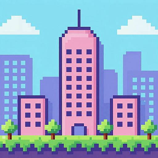 Pixel Art Cityscape with Retro Flair