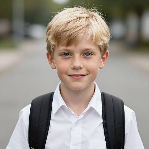 Blonde Boy with Backpack