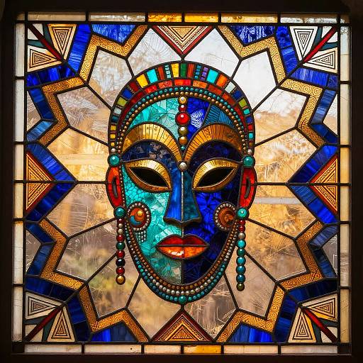 Vibrant Art Brut African Tribal Mask