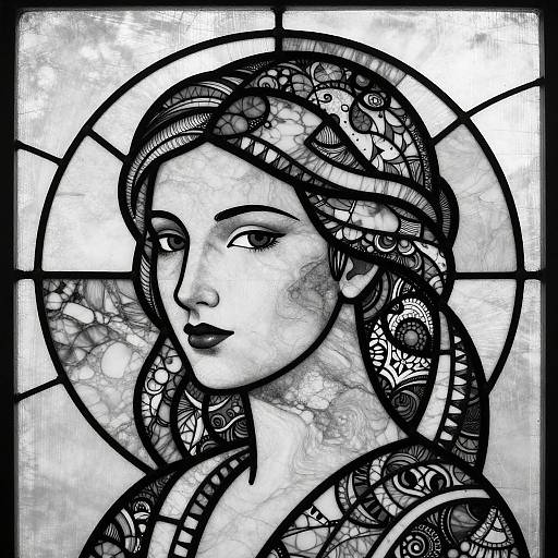 Monochrome Geometric Stained Glass Portrait