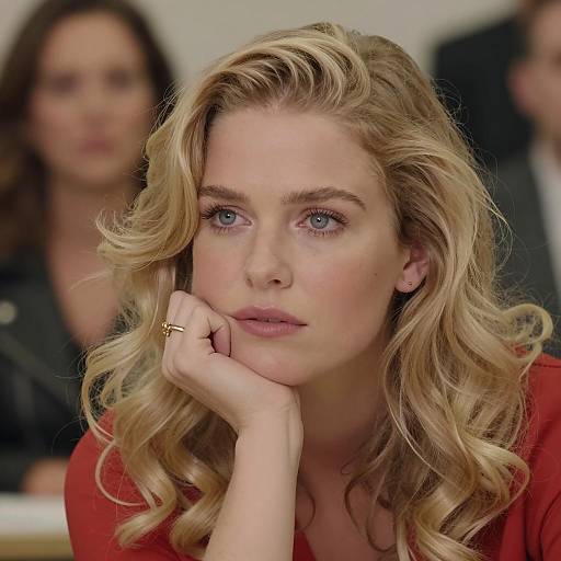 Attentive Blonde Woman in Close-Up