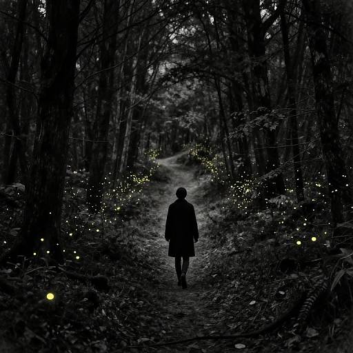 Solitary Traveler in Enchanted Forest