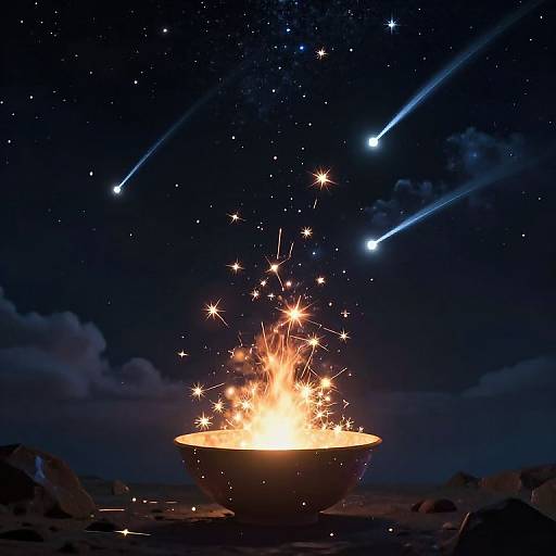 Celestial Sparks Over Glowing Bowl