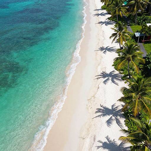 Aerial View of Tropical Beach with Turquoise Sea