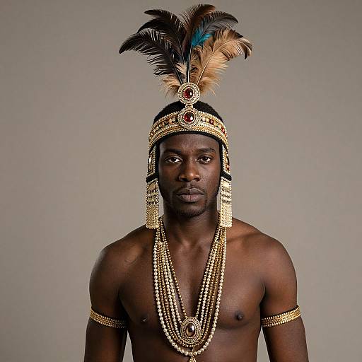 Zulu Man in Feather Headdress