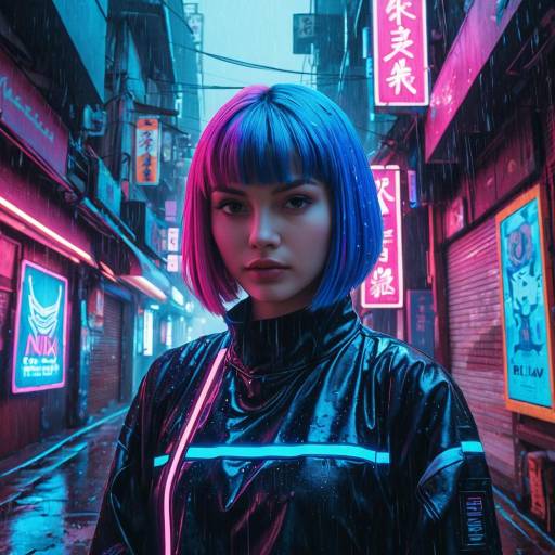 Neon Ninja Girl in Futuristic Alley