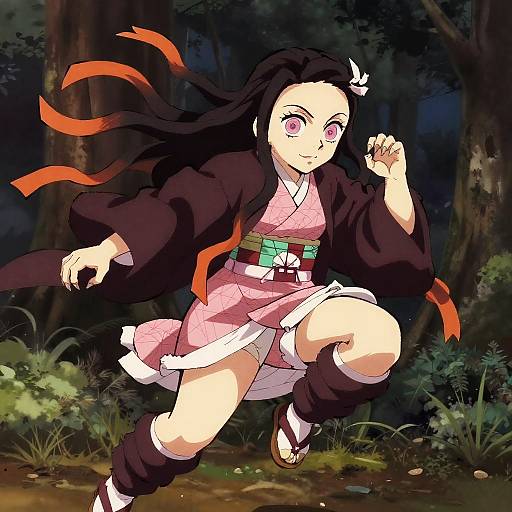 Nezuko Action Scene in Forest