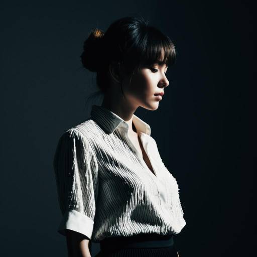 Elegant Fringe Hairstyle in Minimalist Studio Elegant Fringe Hairstyle in Minimalist Studio