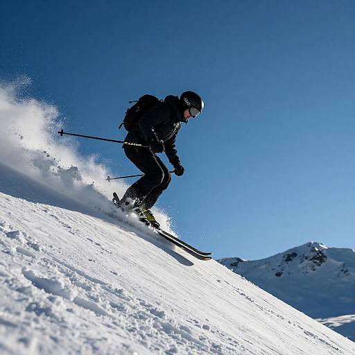 Skier Silhouette Over Snow Slope