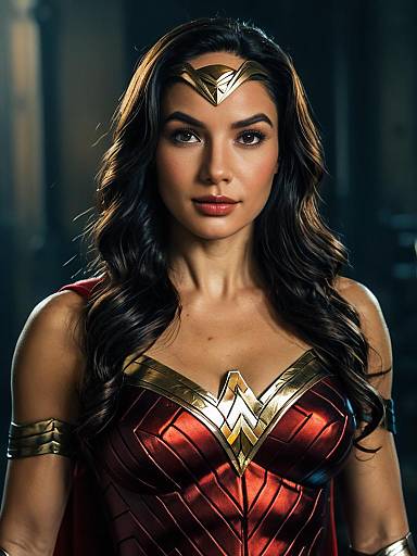 Heroic Cinematic Portrait in Wonder Woman Costume