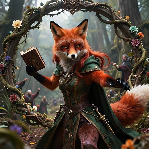 Angelic Fox Mage in Mystical Battle