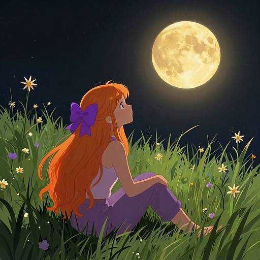 Dreamer Gazing at Golden Moon