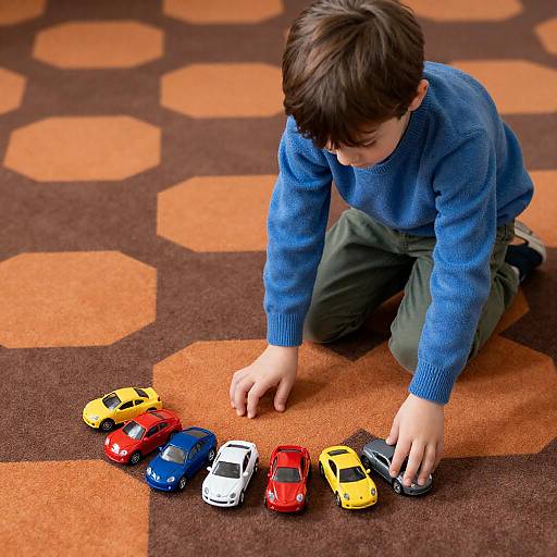 Child Playing on Colorful Carpet