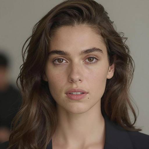 Elegant Woman with Wavy Brown Hair