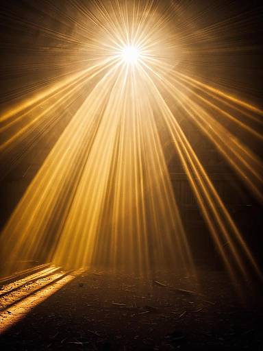 Golden Sunrays in Dark Room