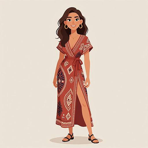 Bohemian Woman in Tribal Wrap Dress