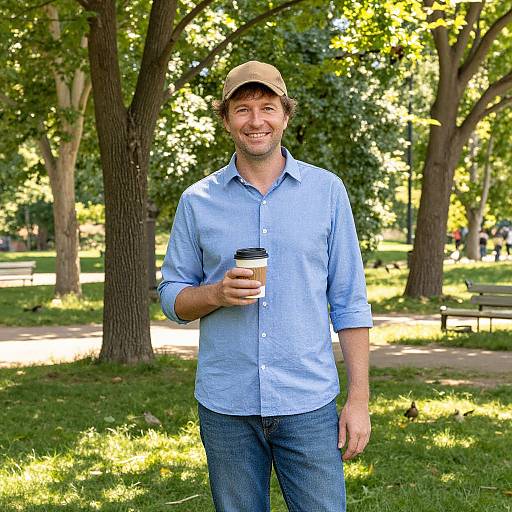Warm Portrait of Man in Sunny Park