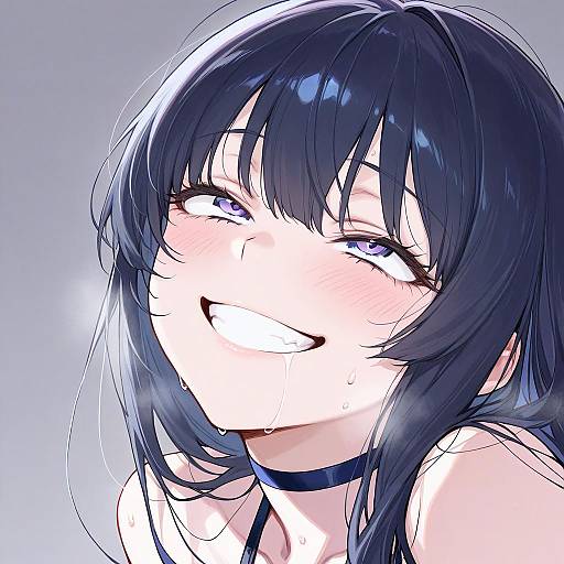 Anime Girl with Rolling Eyes and Grin