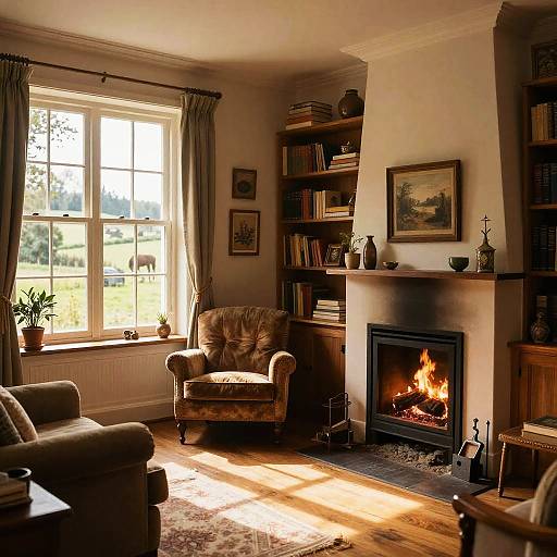 Cozy Vintage Room with Countryside View