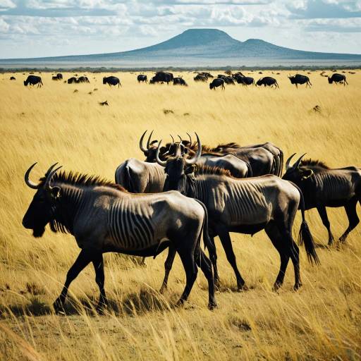 Vibrant Serengeti Savanna with Wildebeests