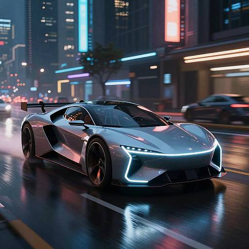 Futuristic Neon Electric Car Concept