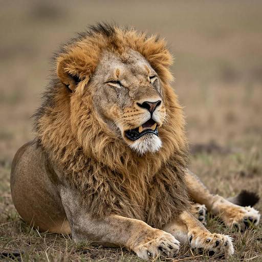 Majestic Lion Resting in Savanna
