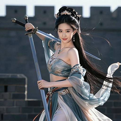 Seductive Warrior Woman in Castle