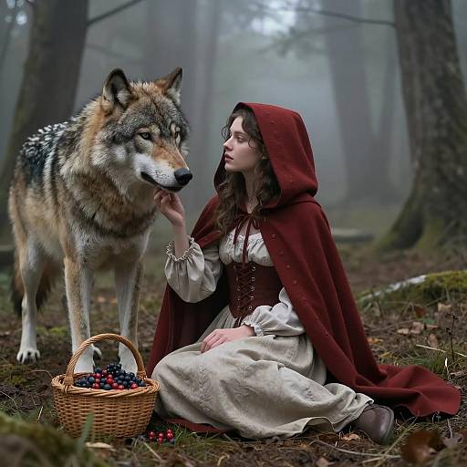 Mystical Encounter in the Foggy Forest