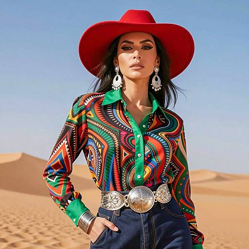 Vibrant Fashion Portrait Against Nature